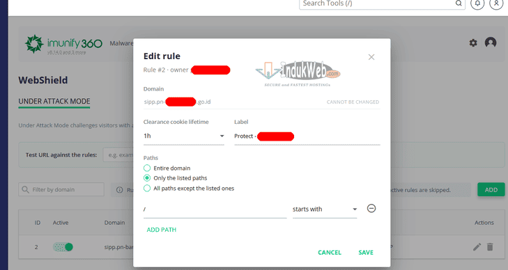 Cara Mengatur Under Attack Mode Imunify360 WebShield